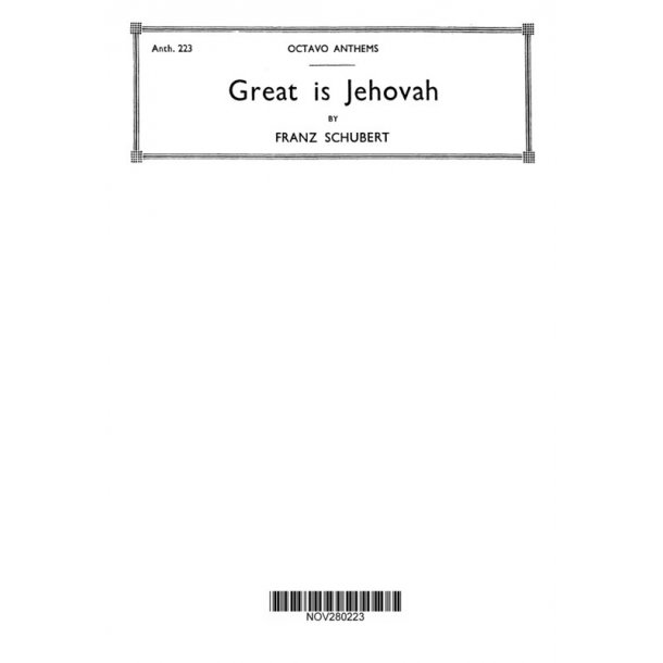 Schubert, F Great Is Jehovah Tenor Solo Ttbb