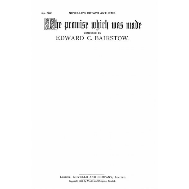 Bairstow: The Promise Which Was Made