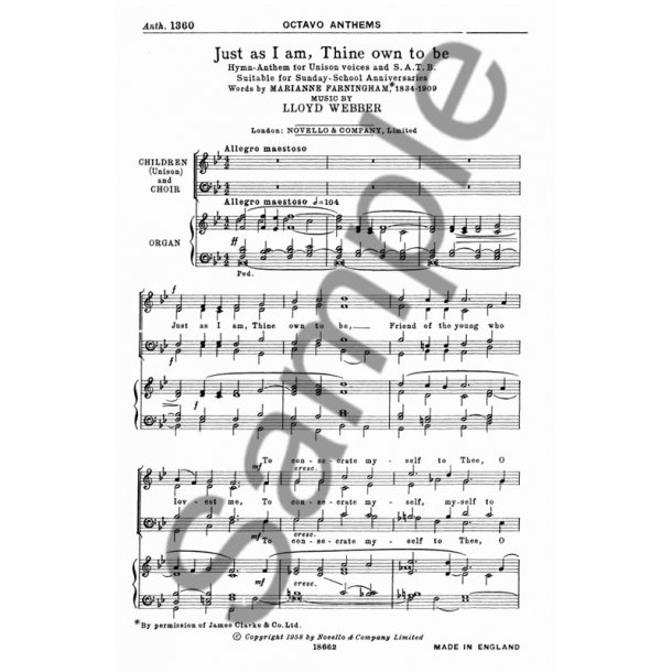W.S. Lloyd Webber: Just As I Am, Thine Own To Be