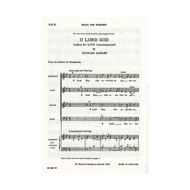 Richard Marlow: O Lord God