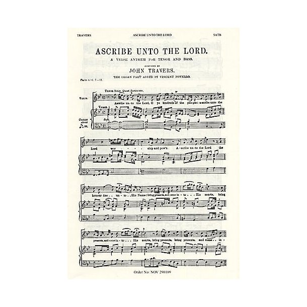 John Travers: Ascribe Unto The Lord