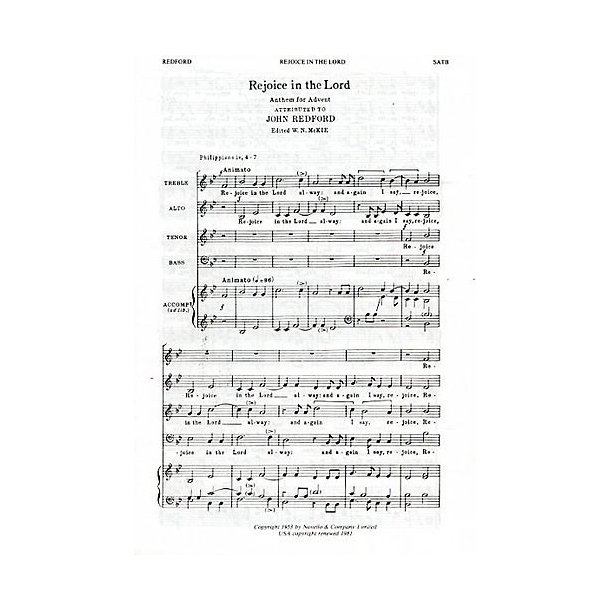 John Redford: Rejoice In The Lord (In B Flat)