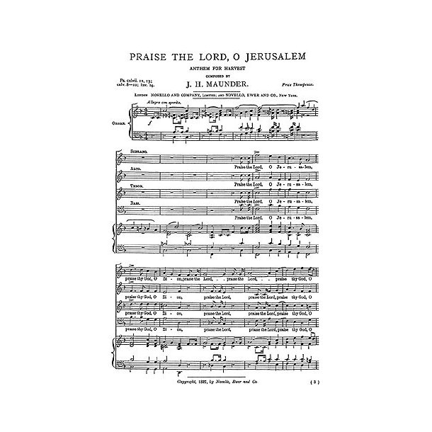 John Henry Maunder: Praise The Lord, O Jerusalem (SATB)