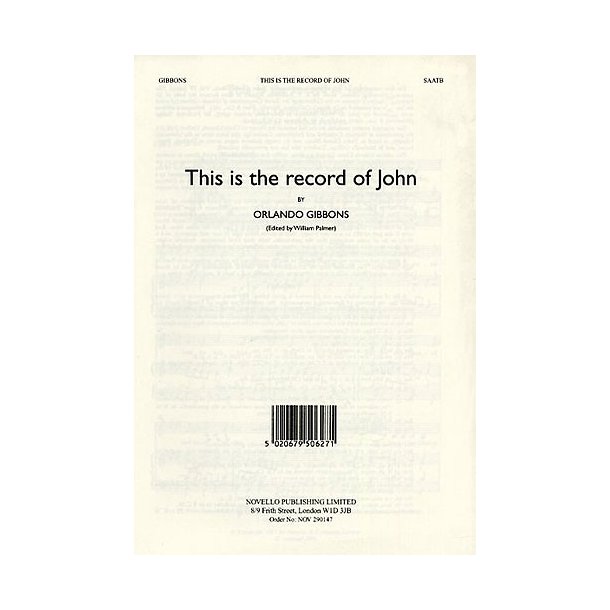 Orlando Gibbons: This Is The Record Of John (Alto Verse)