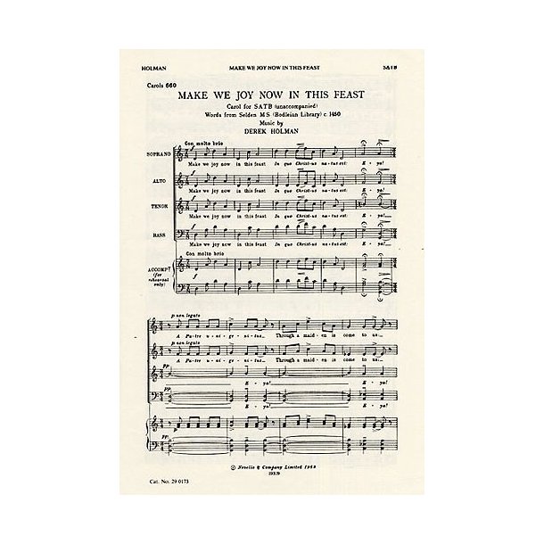 Derek Holman: Make We Joy Now In This Feast