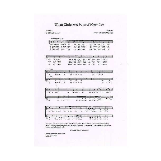 John Gardner: When Christ Was Born Of Mary Free