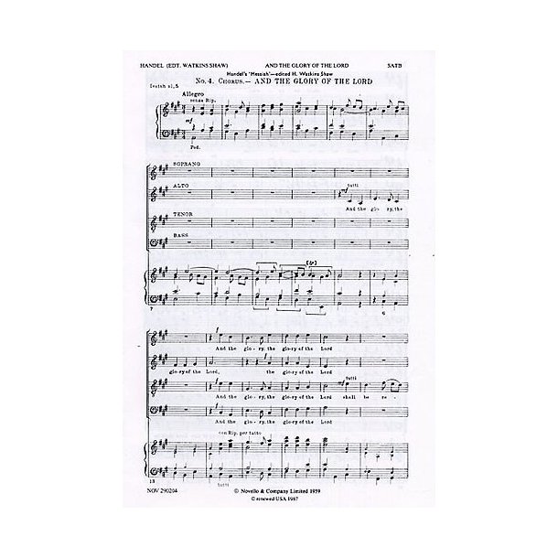 G.F. Handel: And The Glory Of The Lord