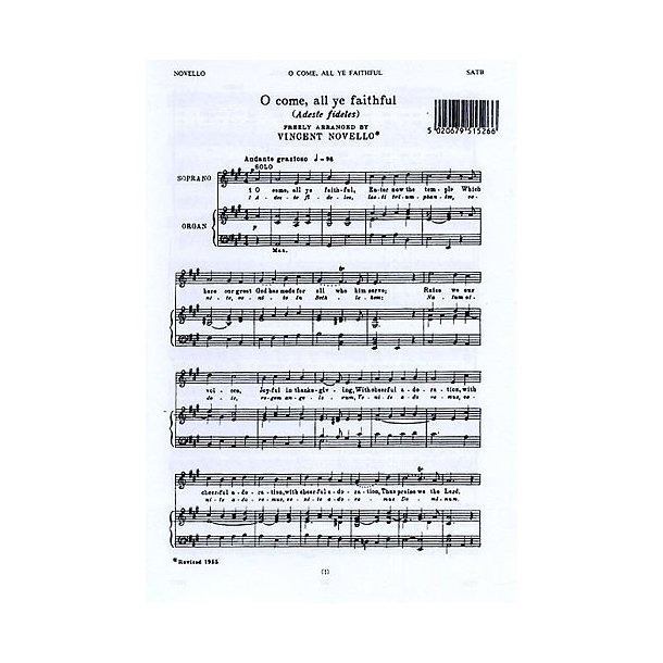 Vincent Novello: O Come, All Ye Faithful (Adeste Fideles)