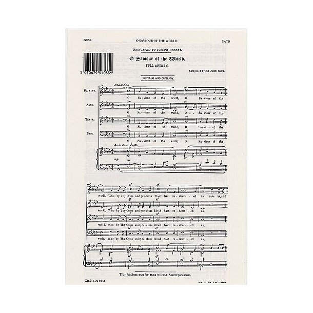 John Goss: O Saviour Of The World