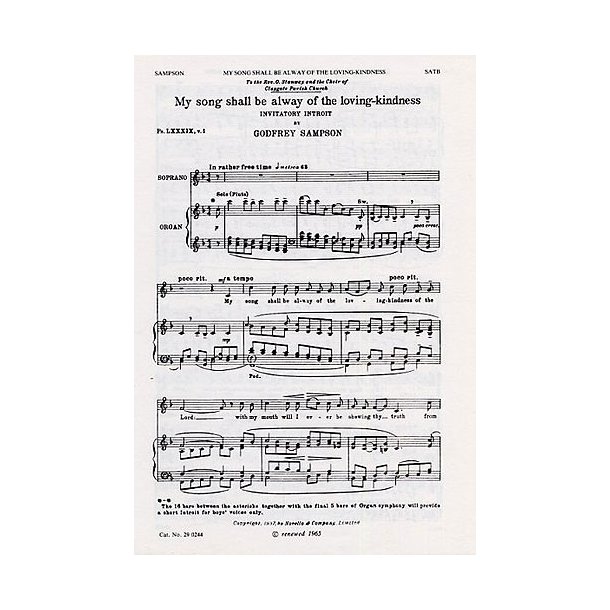 Godfrey Sampson: My Song Shall Be Alway Of The Loving-Kindness