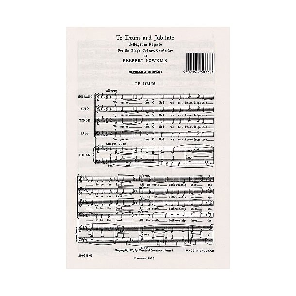 Herbert Howells: Te Deum And Jubilate (Collegium Regale)