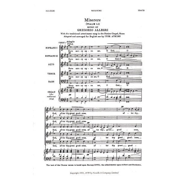 Gregorio Allegri: Miserere (Psalm LI)