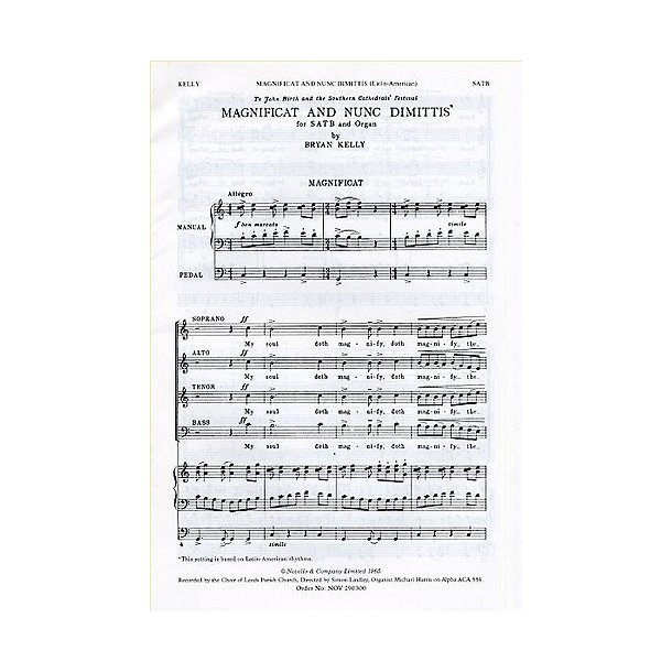 Bryan Kelly: Magnificat And Nunc Dimittis (Latin American)