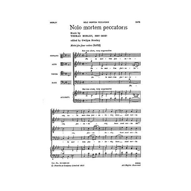 Thomas Morley: Nolo Mortem Peccatoris