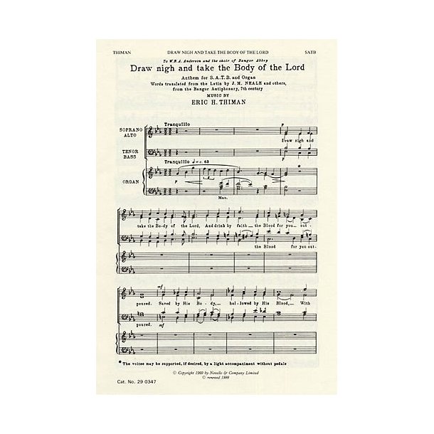 Eric Thiman: Draw Nigh And Take The Body Of The Lord