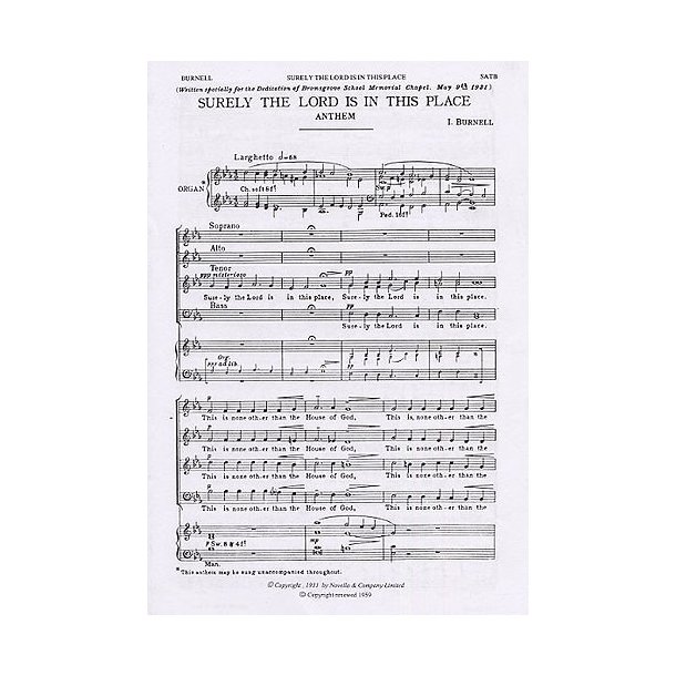 I. Burnell: Surely The Lord Is In This Place