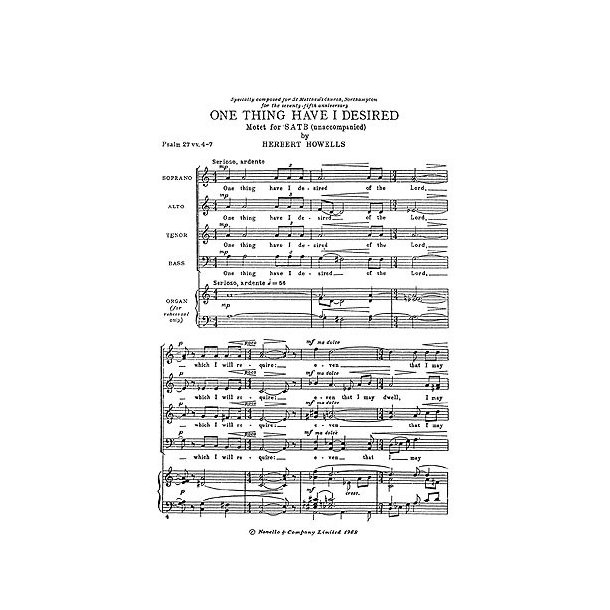 Herbert Howells: One Thing Have I Desired