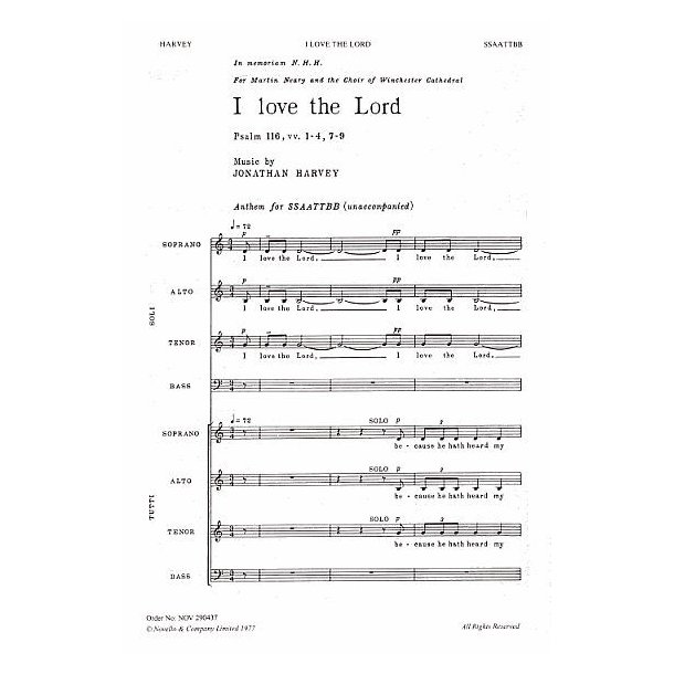 Jonathan Harvey: I Love The Lord