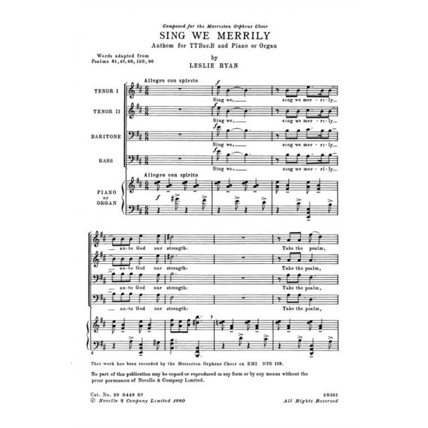 Leslie Ryan: Sing We Merrily Unto God