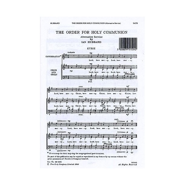 Ian Hubbard: The Order For Holy Communion (Alternative Service)