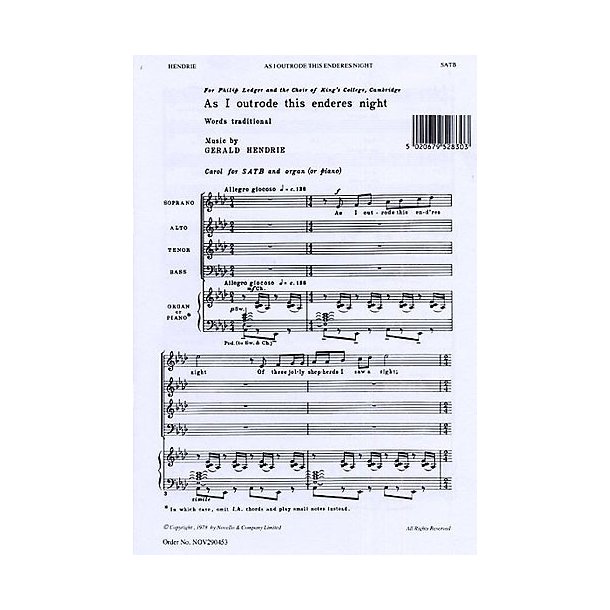 Gerald Hendrie: As I Outrode This Enderes Night (SATB)