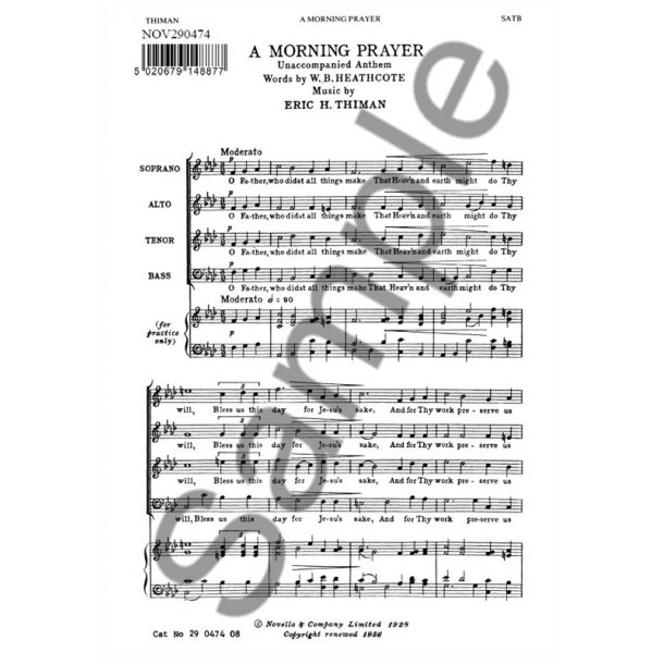 Thiman: Morning Prayer for SATB Chorus