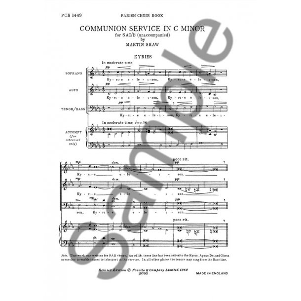 Martin Shaw: Communion Service In C Min