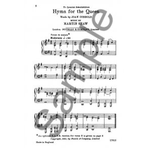 Martin Shaw: Hymn For The Queen for SATB Chorus