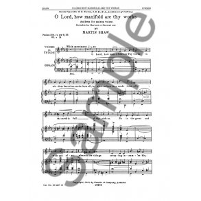 Martin Shaw: O Lord, How Manifold Are Thy Works for Unison Voices
