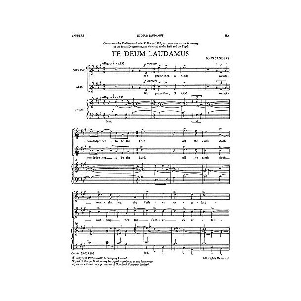 John Sanders: Te Deum (SSA)