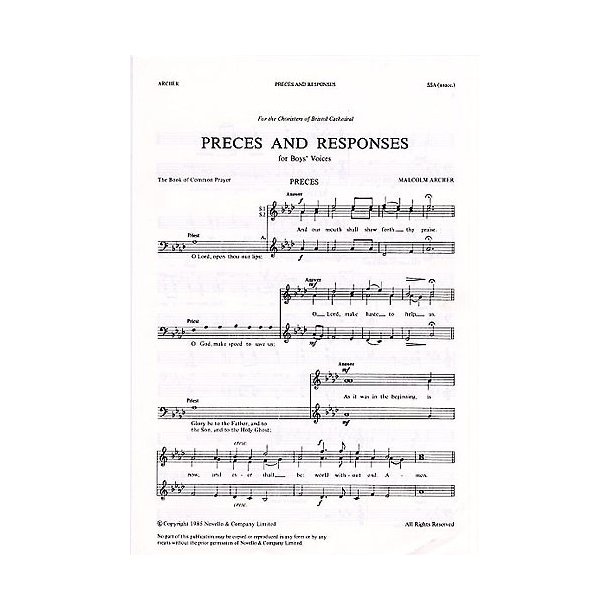 Malcolm Archer: Preces And Responses (SSA)