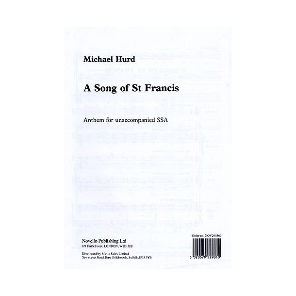 Michael Hurd: A Song Of Saint Francis For SSA