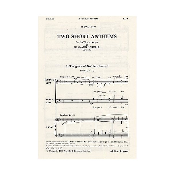 Bernard Barrell: Two Short Anthems Op.103