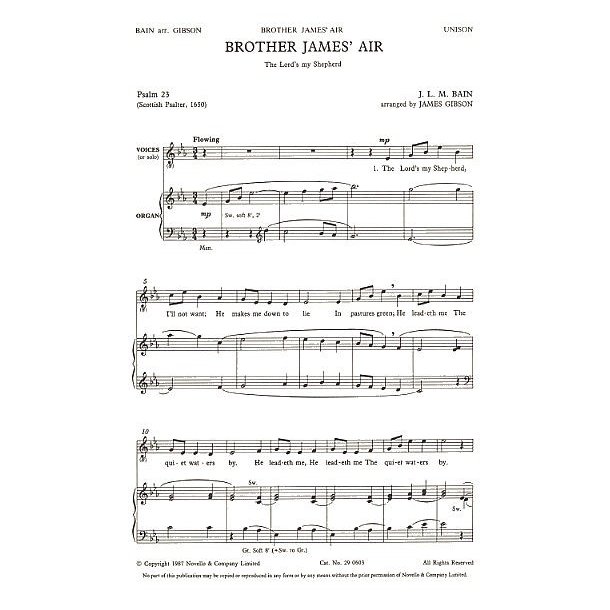 J.L.M.Bain: Brother James' Air (The Lord's My Shepherd)