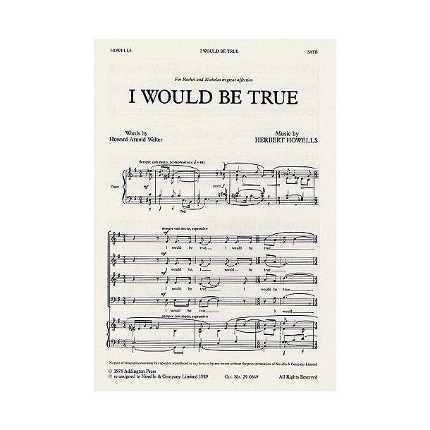 Herbert Howells: I Would Be True
