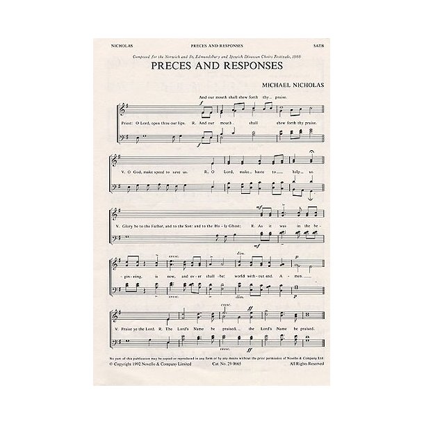 Michael Nicholas: Preces And Responses
