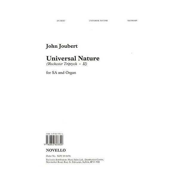John Joubert: Universal Nature For SA And Organ