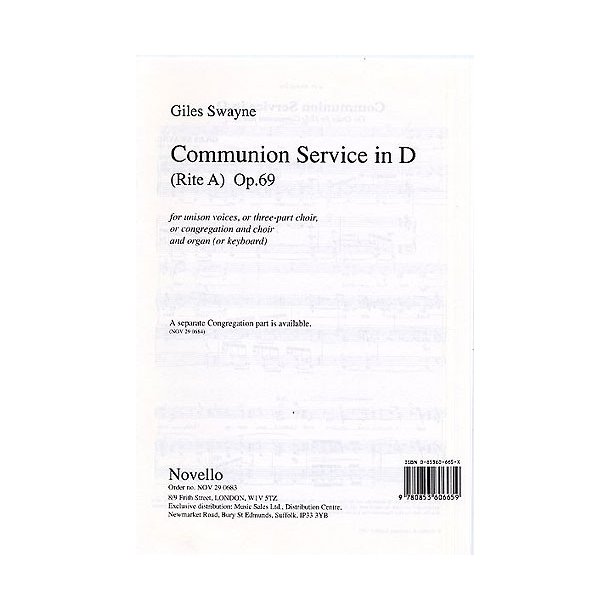 Giles Swayne: Communion Service In D (Choral Leaflet)