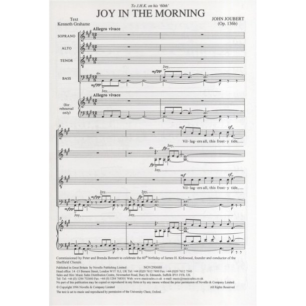 John Joubert: Joy In The Morning Op.136b