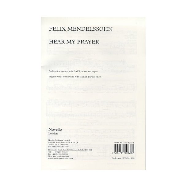 Felix Mendelssohn: Hear My Prayer (Soprano/SATB)