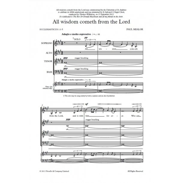 Paul Mealor: All Wisdom Cometh From The Lord