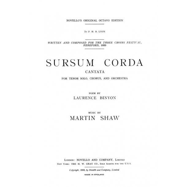 Martin Shaw: Sursum Corda