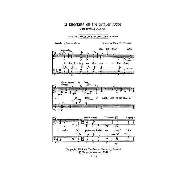 Eric Thiman: A Knocking On The Stable Door (SATB)