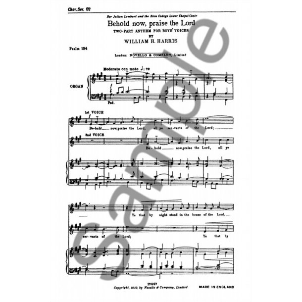 William H. Harris: Behold Now Praise The Lord