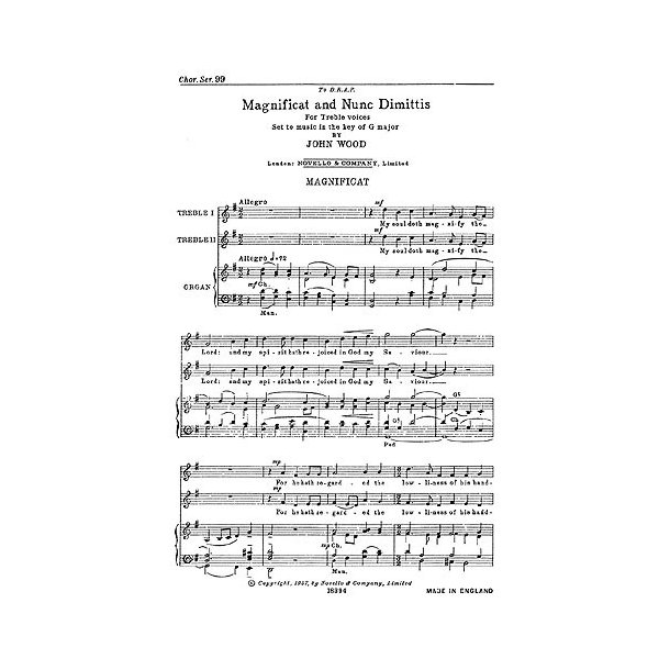 John Wood: Magnificat And Nunc Dimittis In G (Treble Voices)