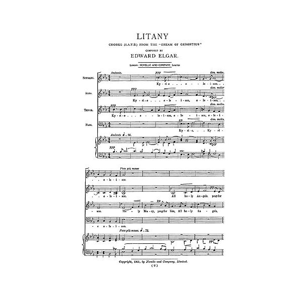 Elgar: Litany for SATB Chorus with Organ or Piano acc.
