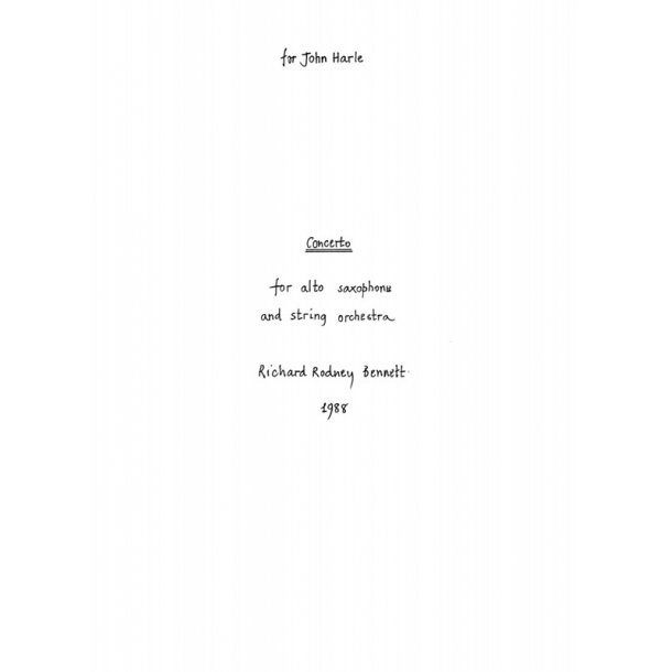 RR Bennett: Saxophone Concerto (Full Score)