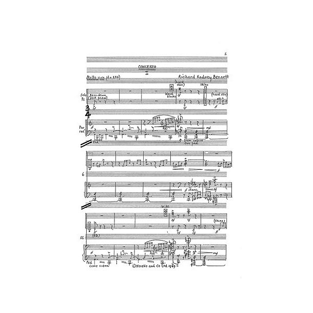 Richard Rodney Bennett: Percussion Concerto Solo Part And Piano