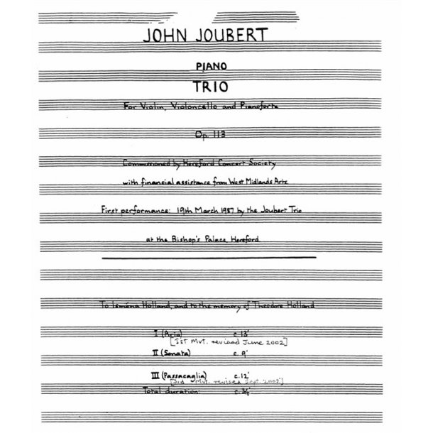 John Joubert: Piano Trio Op.113