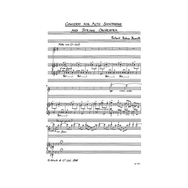 Richard Rodney Bennett: Saxophone Concerto For Alto Sax And Piano